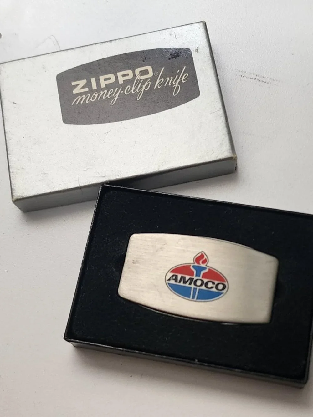 Rare Vintage Amoco Zippo Money Clip Knife